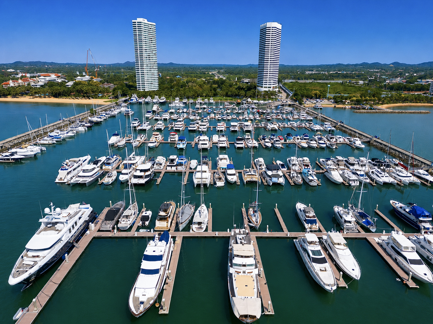 Aerial view of Ocean Marina Jomtien near Pattaya, Thailand, home of our Thailand branch