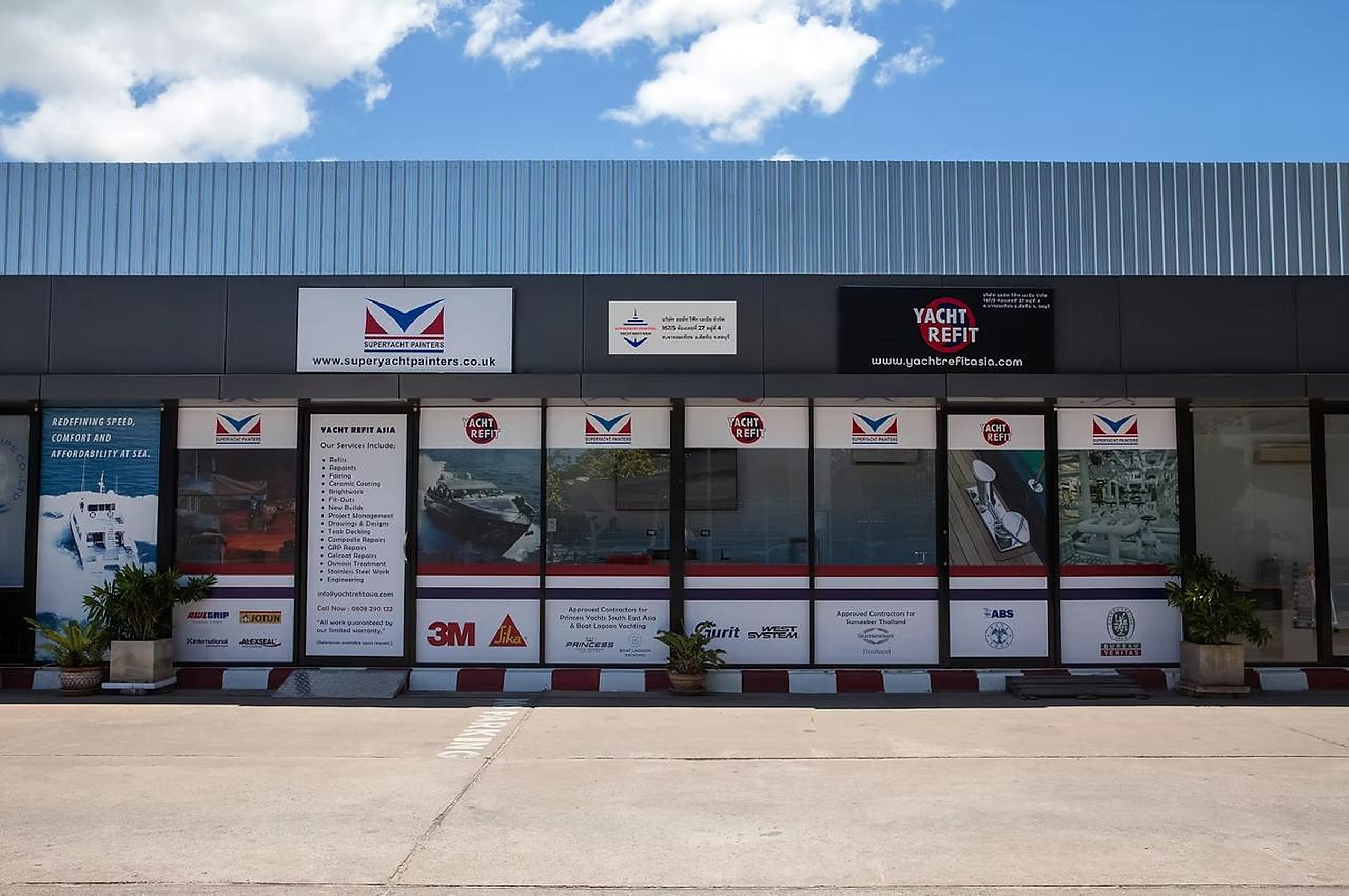 Superyacht Painters and Yacht Refit Asia office front, Unit 27, Ocean Marina Jomtien near Pattaya, Thailand